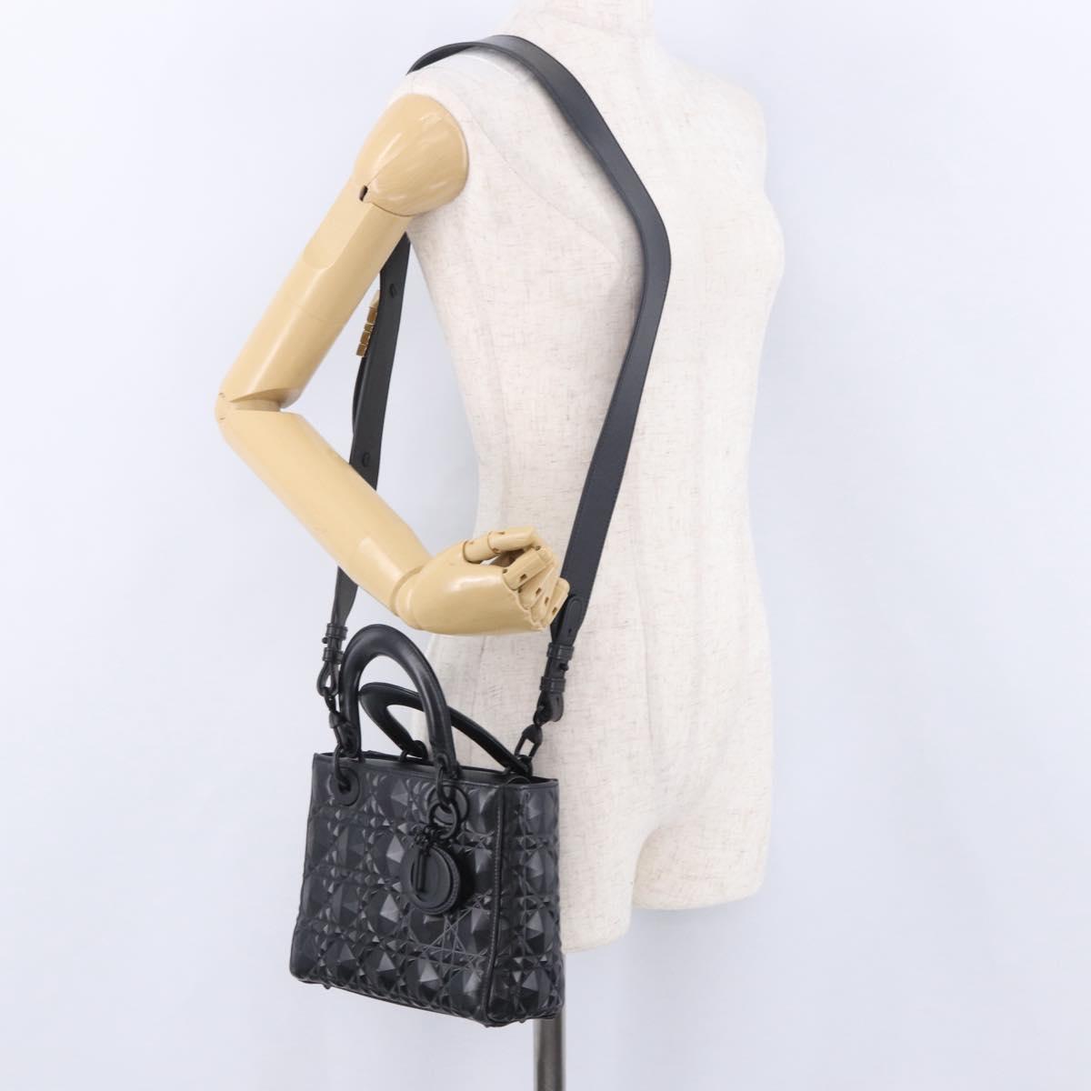 Christian Dior Canage Hand Bag Leather 2way Black Auth ka6141SAV