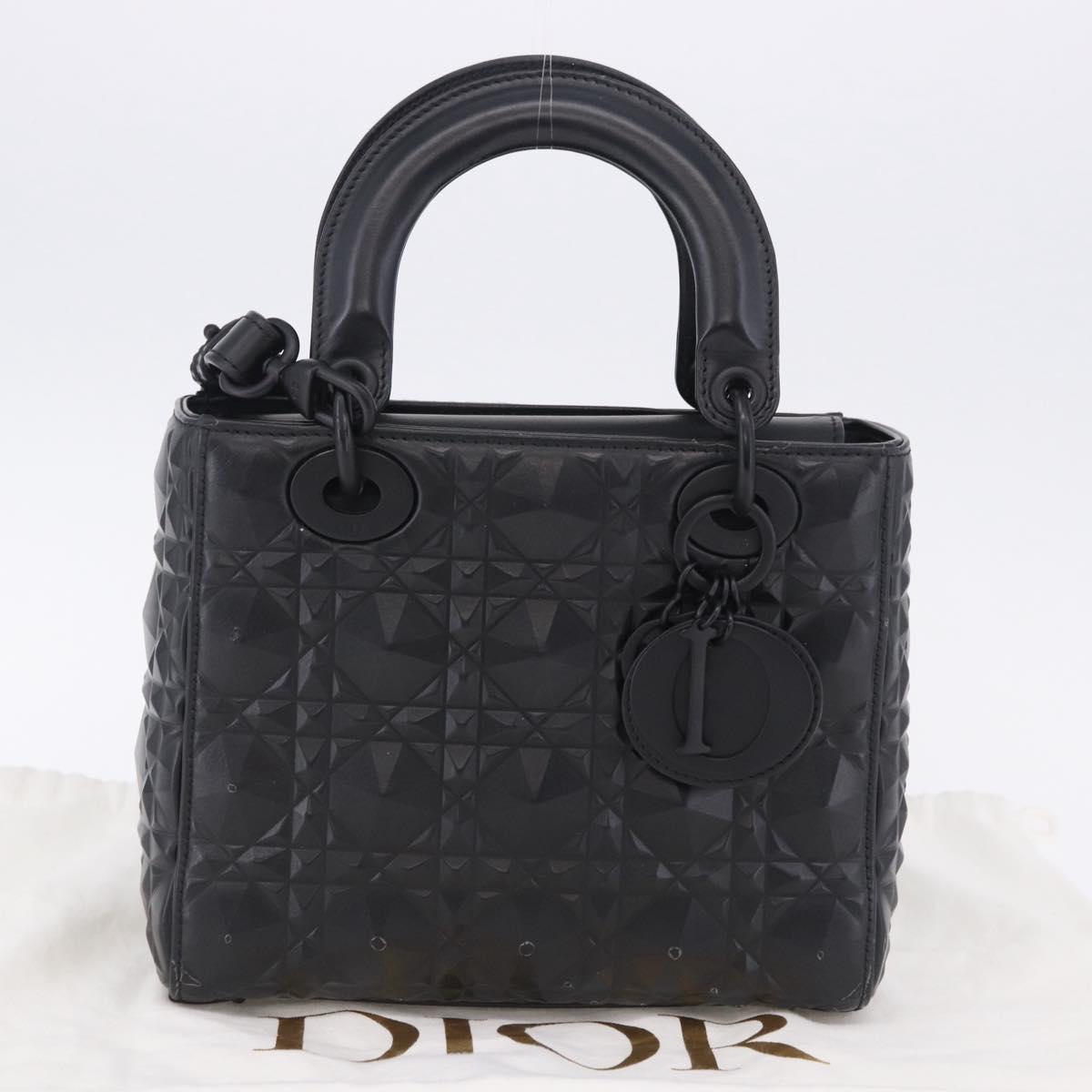 Christian Dior Canage Hand Bag Leather 2way Black Auth ka6141SAV