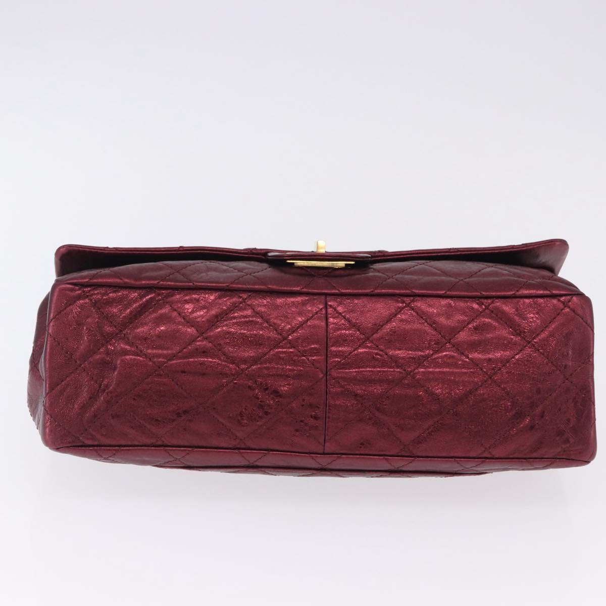 CHANEL 2.55 Matelasse Chain Shoulder Bag Lamb Skin Red Gold CC Auth ka6142SAV
