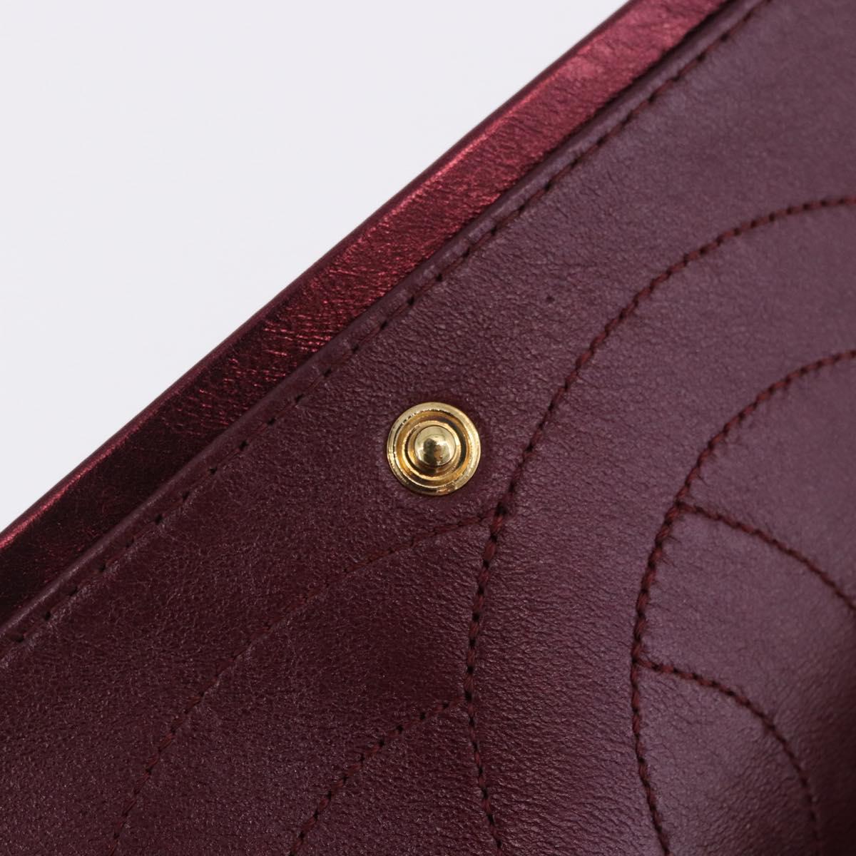 CHANEL 2.55 Matelasse Chain Shoulder Bag Lamb Skin Red Gold CC Auth ka6142SAV