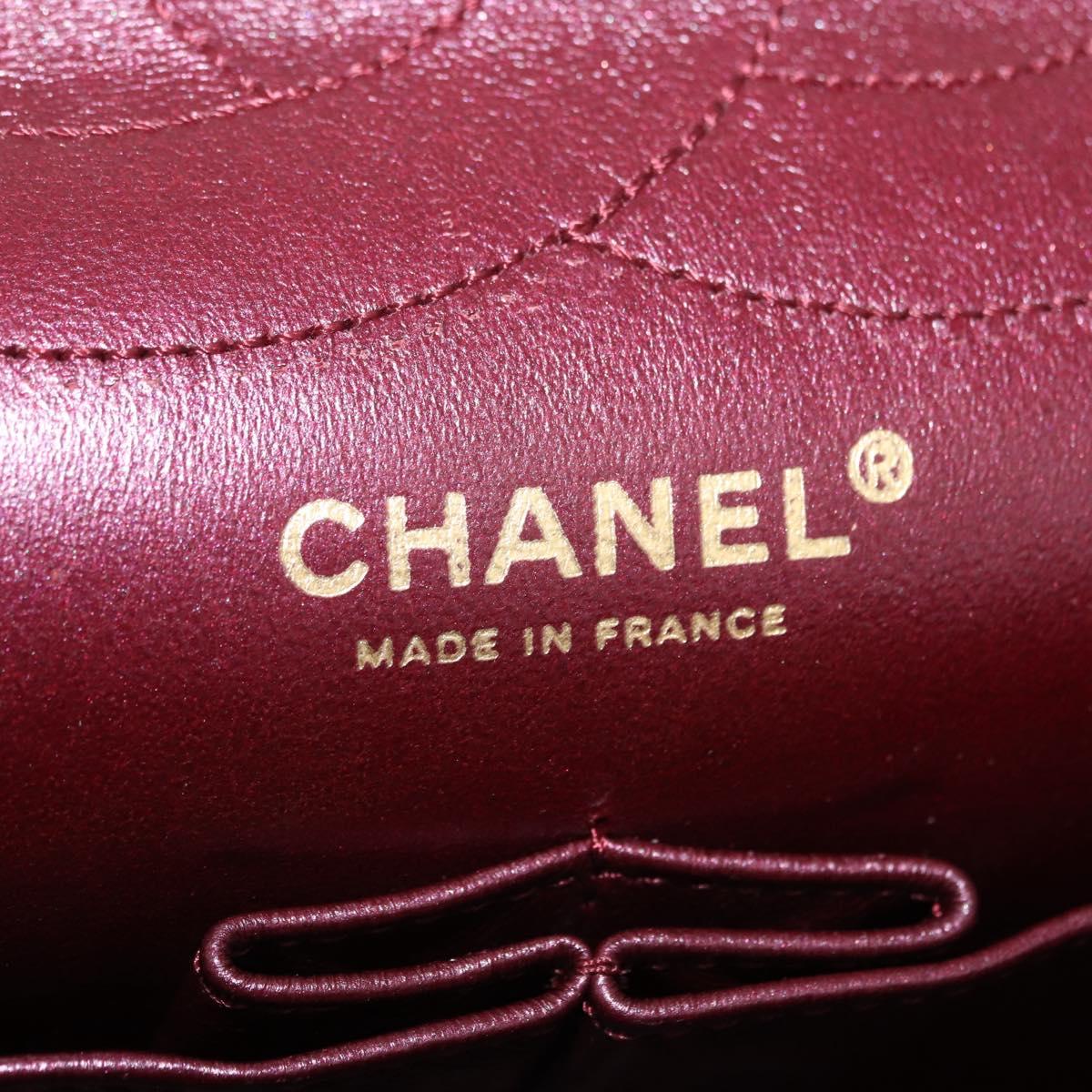 CHANEL 2.55 Matelasse Chain Shoulder Bag Lamb Skin Red Gold CC Auth ka6142SAV