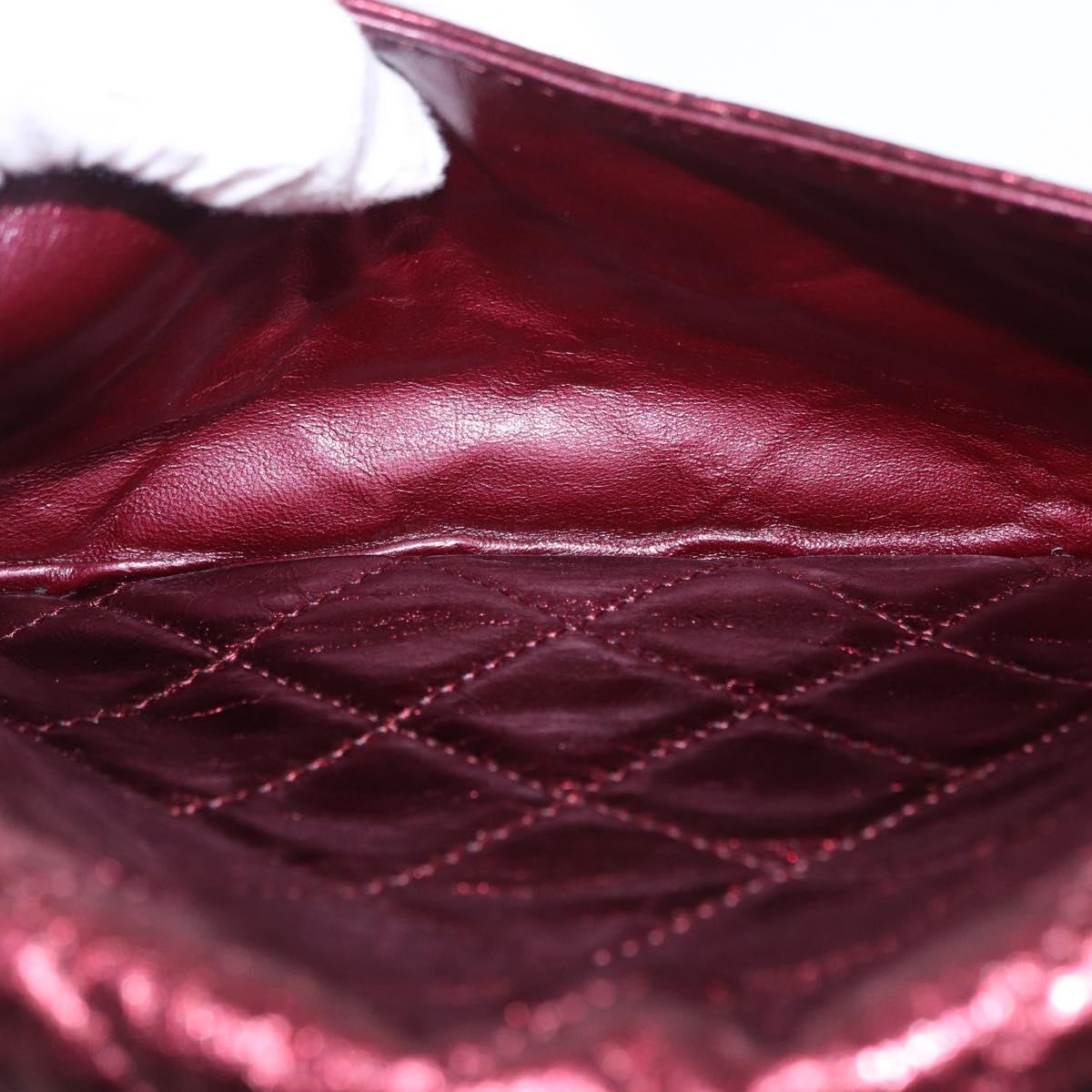 CHANEL 2.55 Matelasse Chain Shoulder Bag Lamb Skin Red Gold CC Auth ka6142SAV