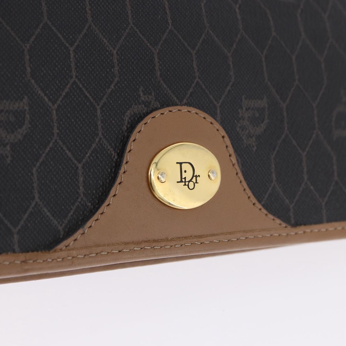 Christian Dior Honeycomb Chain Shoulder Bag PVC Black Gold Tone Auth ka6143A