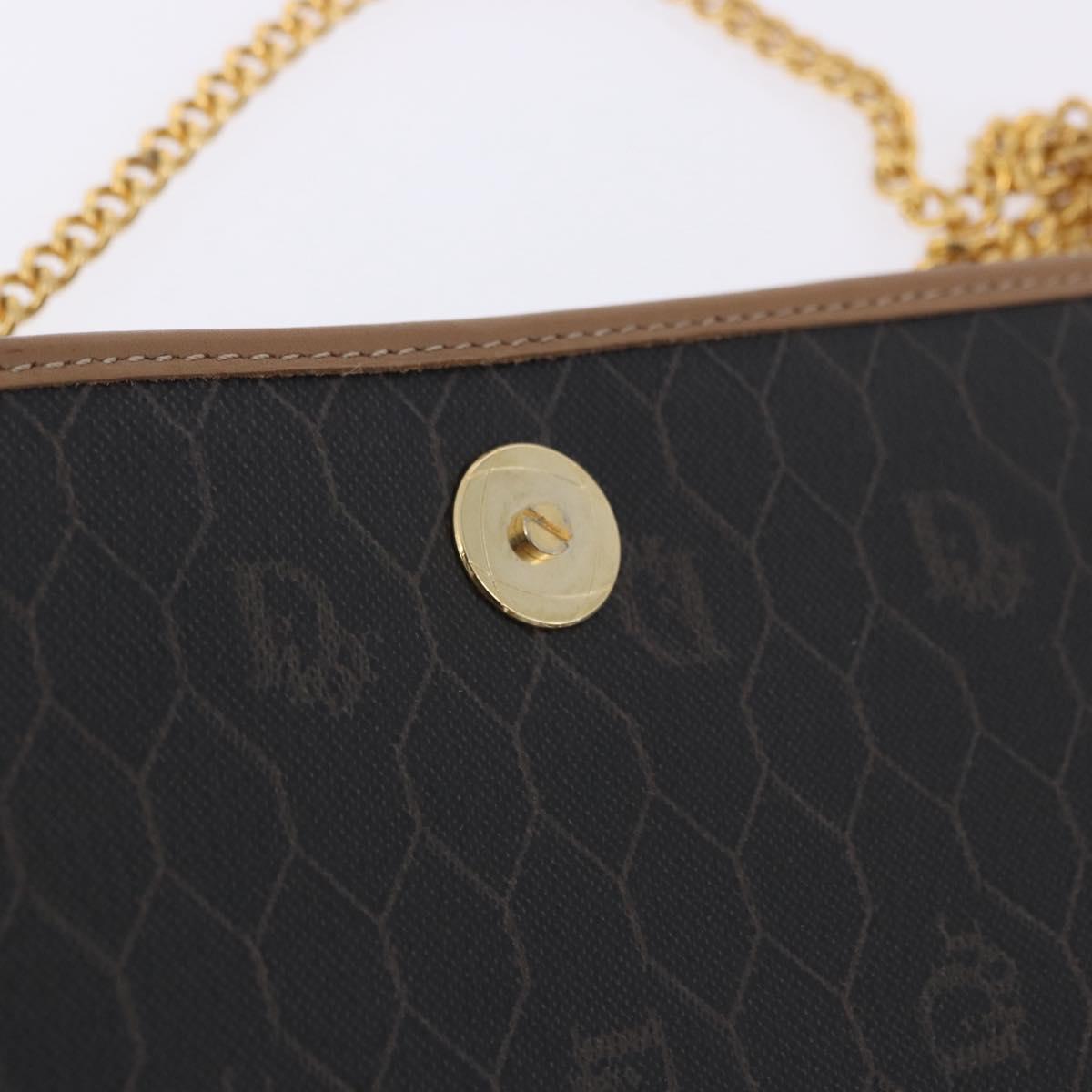 Christian Dior Honeycomb Chain Shoulder Bag PVC Black Gold Tone Auth ka6143A