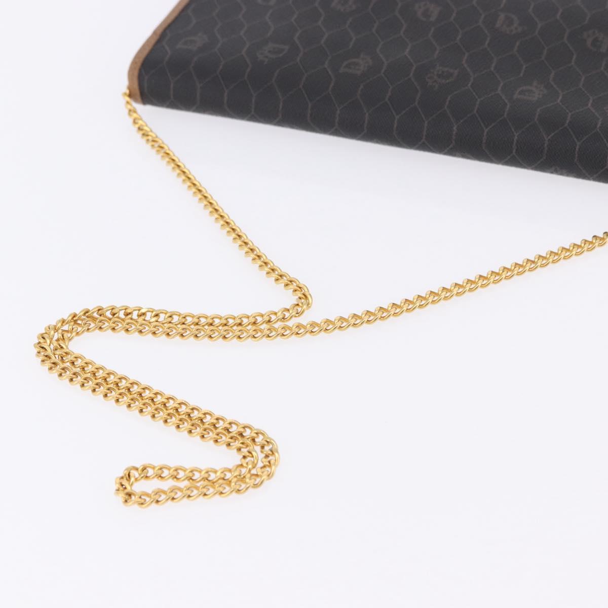 Christian Dior Honeycomb Chain Shoulder Bag PVC Black Gold Tone Auth ka6143A