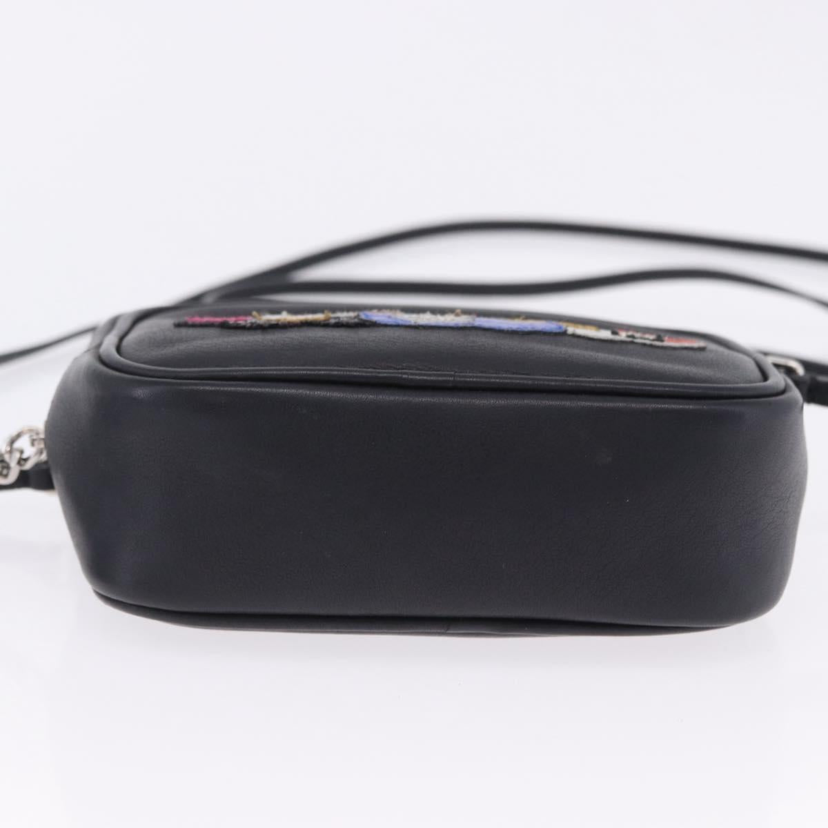 SAINT LAURENT Shoulder Bag Leather Black Silver 457574 Auth ka6144M