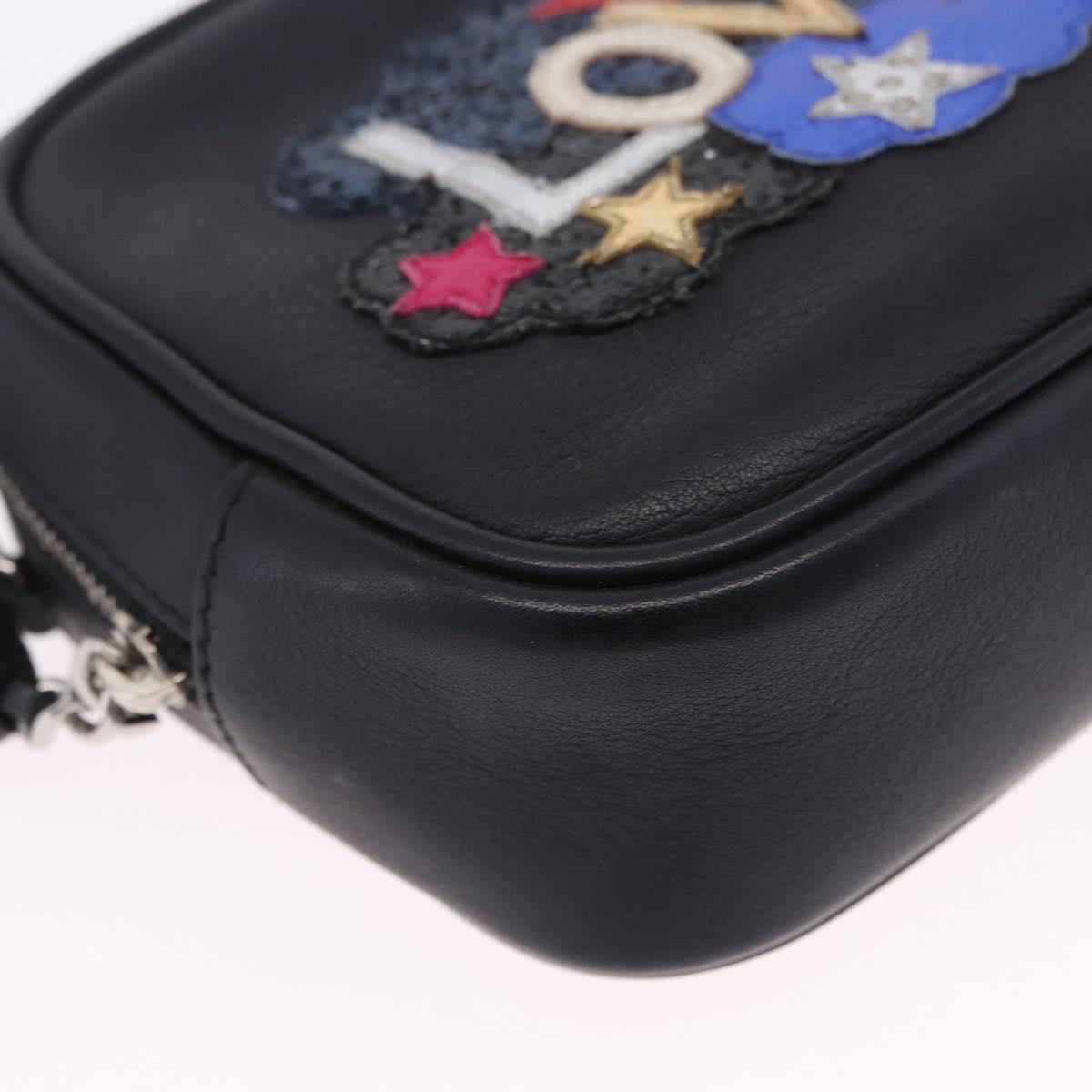 SAINT LAURENT Shoulder Bag Leather Black Silver 457574 Auth ka6144M