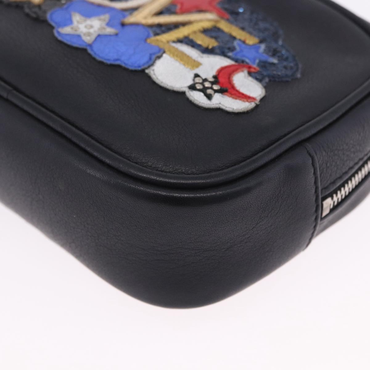 SAINT LAURENT Shoulder Bag Leather Black Silver 457574 Auth ka6144M