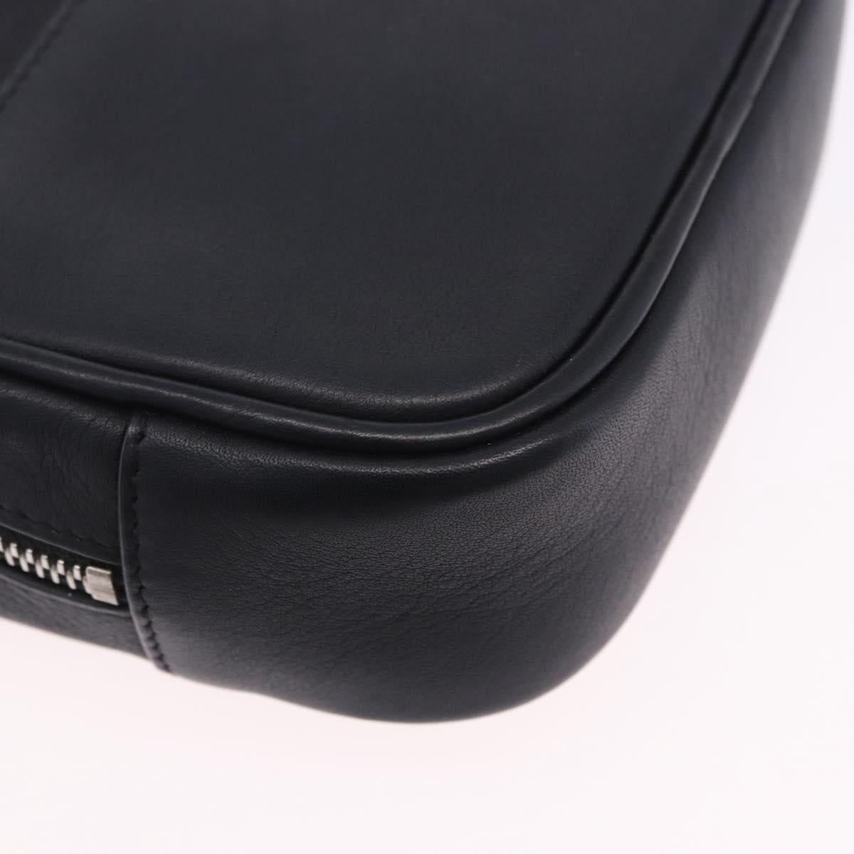 SAINT LAURENT Shoulder Bag Leather Black Silver 457574 Auth ka6144M