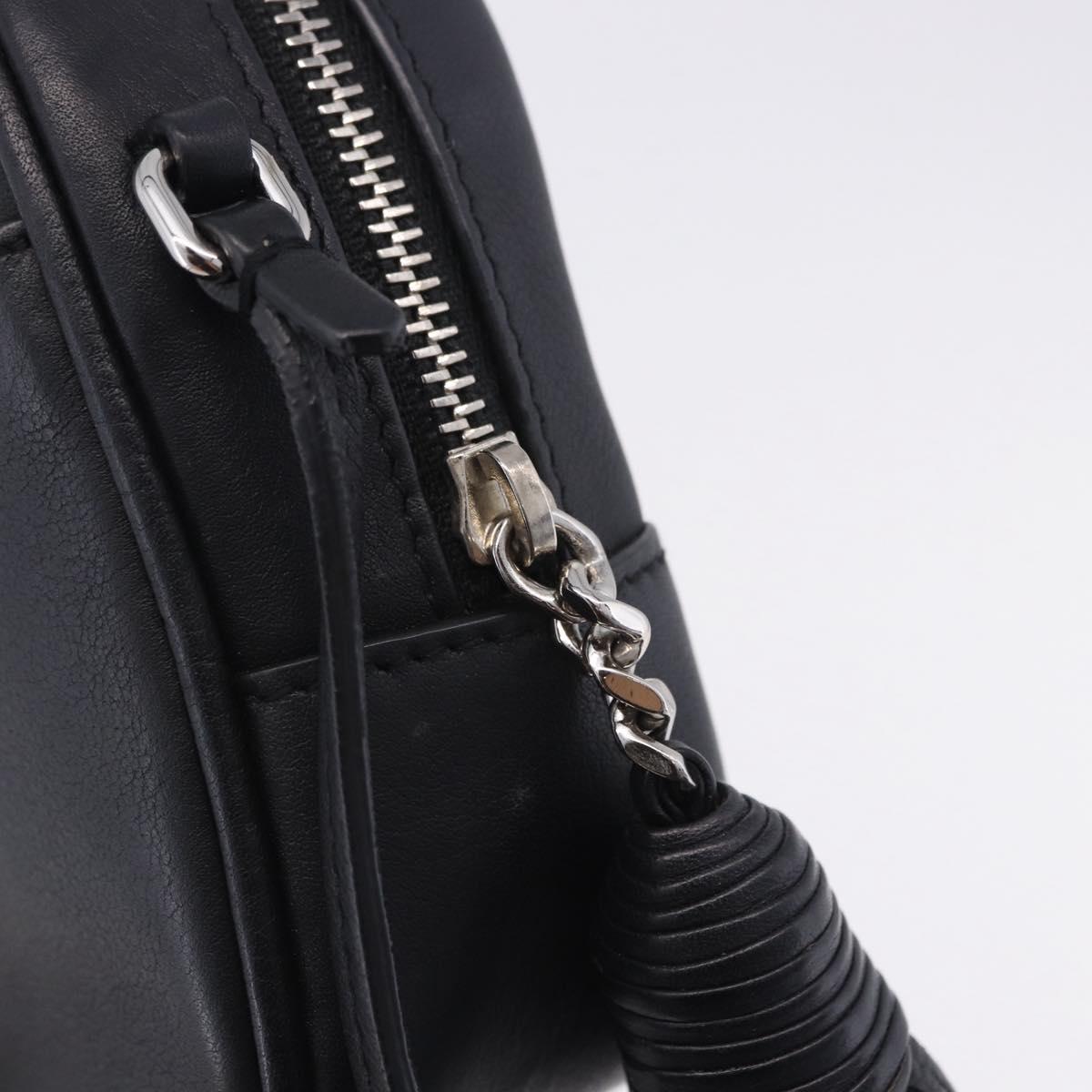 SAINT LAURENT Shoulder Bag Leather Black Silver 457574 Auth ka6144M