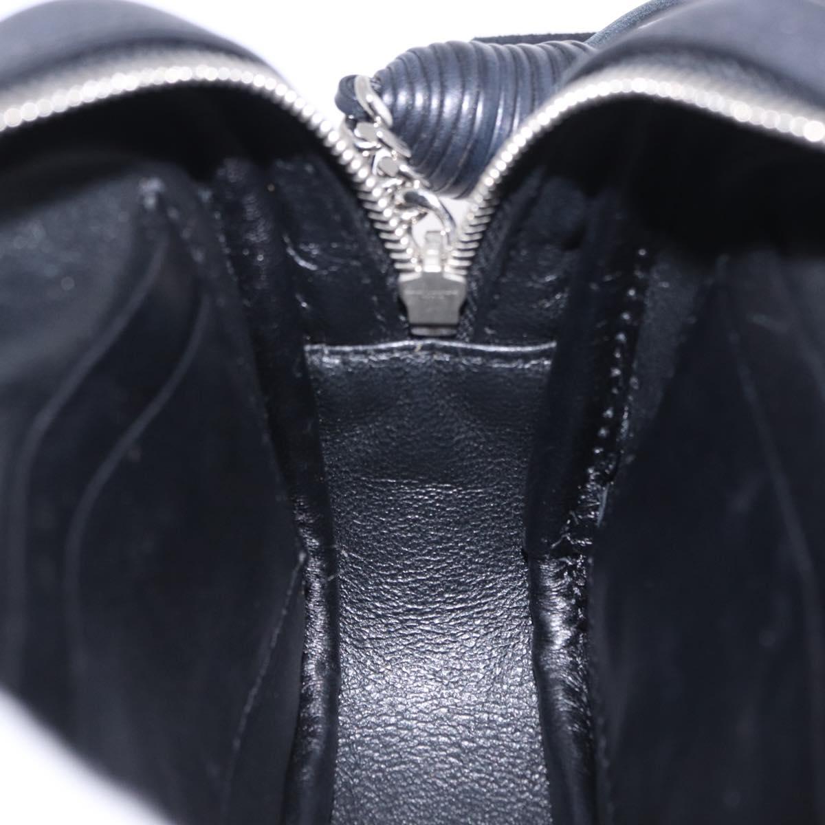 SAINT LAURENT Shoulder Bag Leather Black Silver 457574 Auth ka6144M