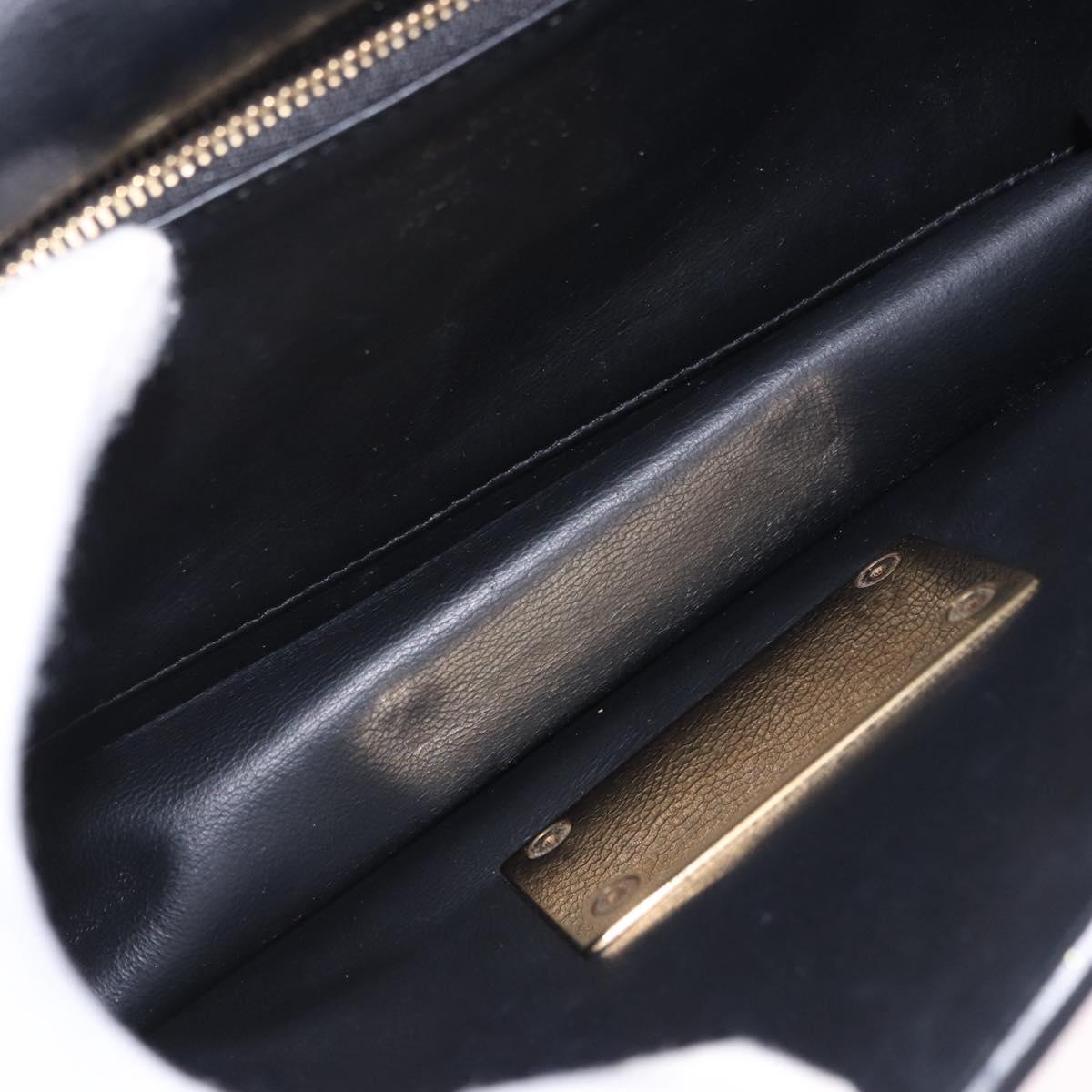 Salvatore Ferragamo Gancini Hand Bag Suede 2way Black Gold Tone Auth ka6147
