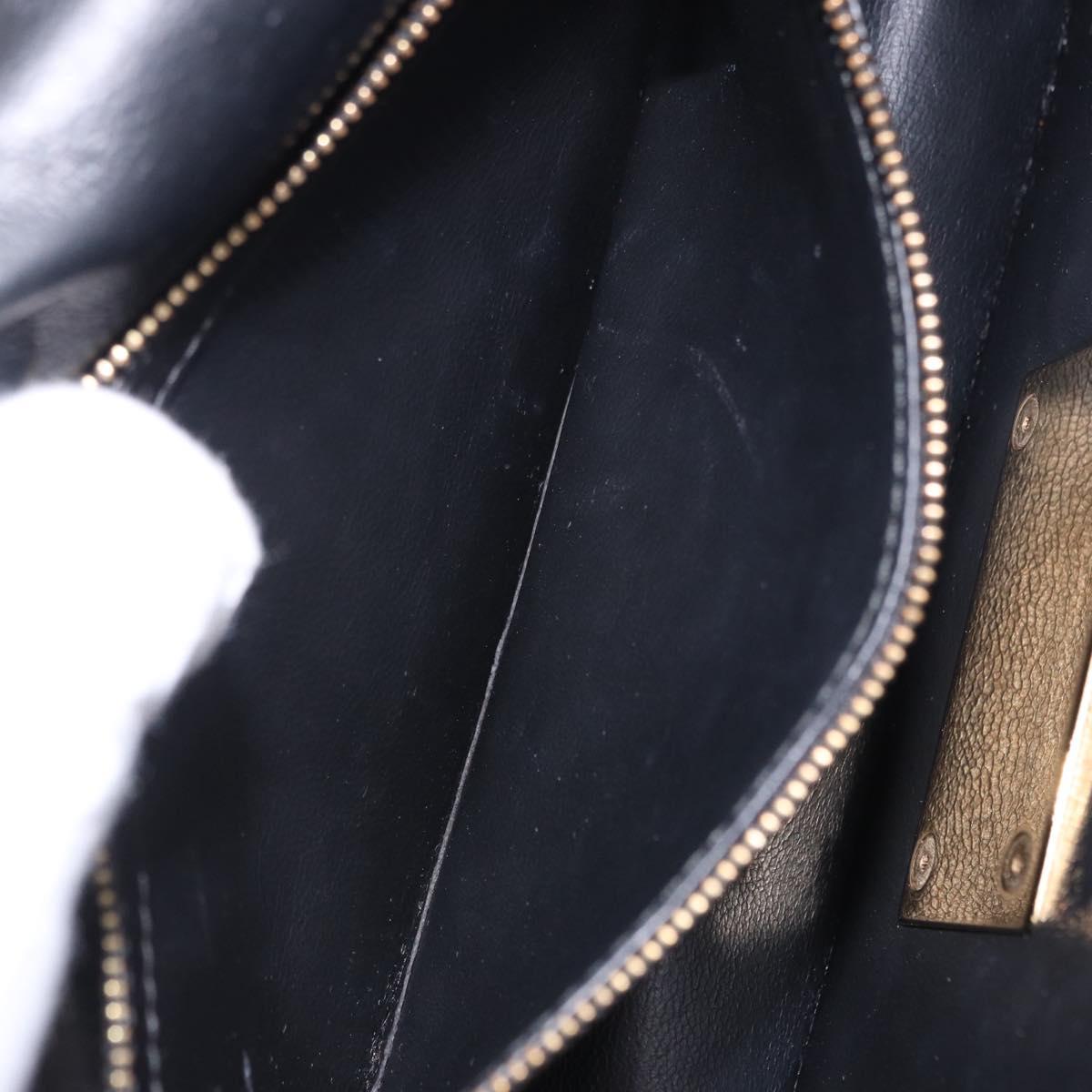 Salvatore Ferragamo Gancini Hand Bag Suede 2way Black Gold Tone Auth ka6147