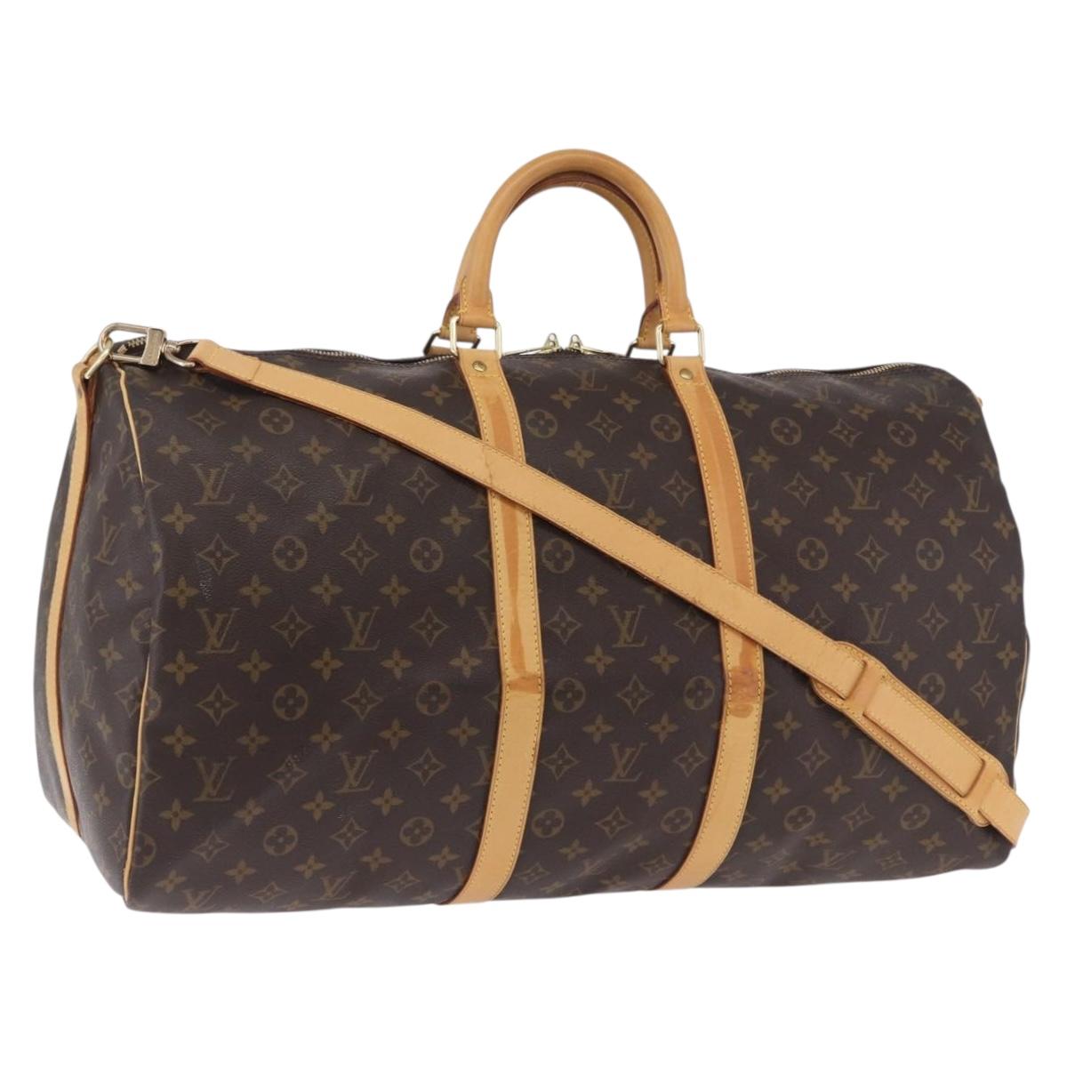 LOUIS VUITTON Monogram Keepall Bandouliere 55 Boston Bag M41414 LV Auth ka6148
