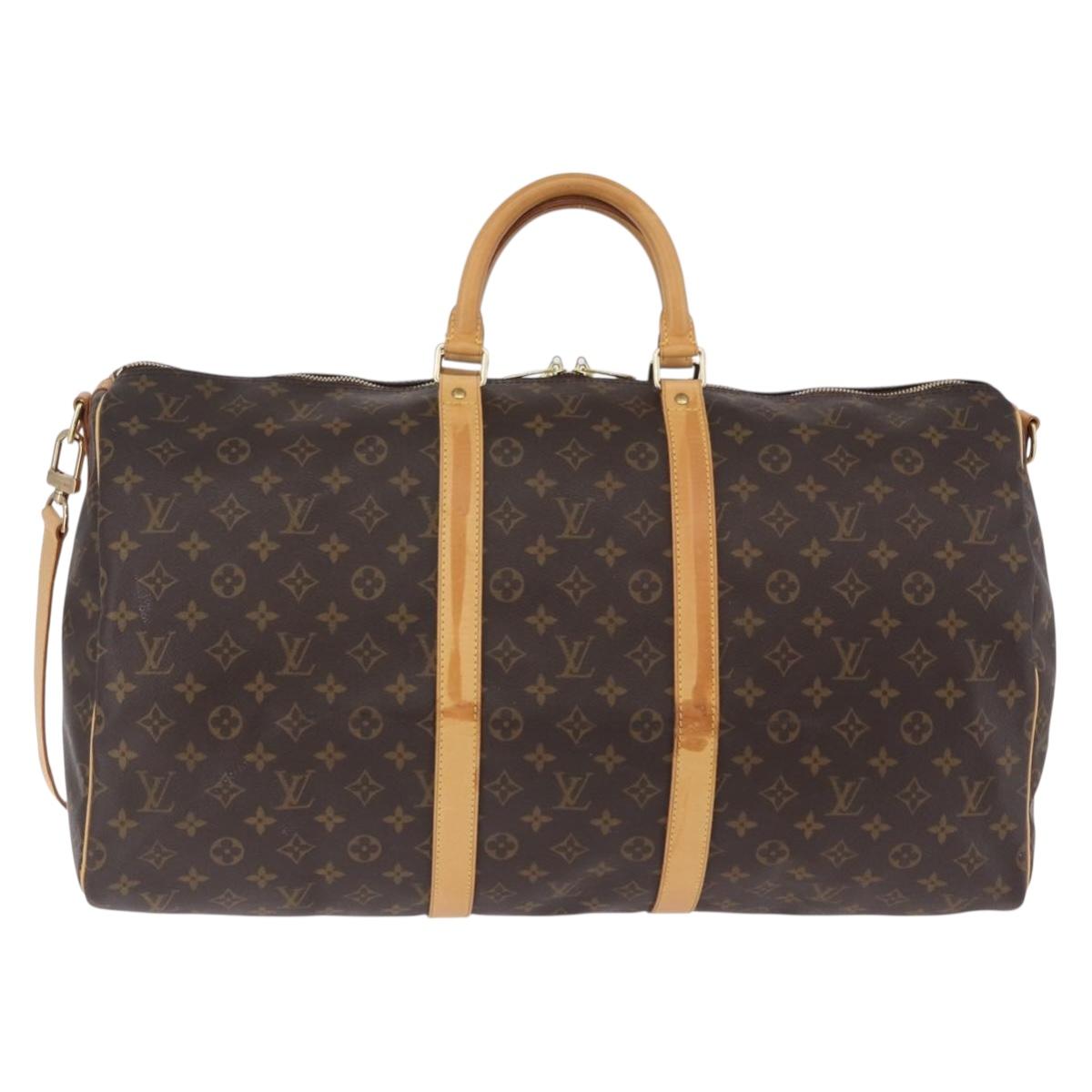 LOUIS VUITTON Monogram Keepall Bandouliere 55 Boston Bag M41414 LV Auth ka6148