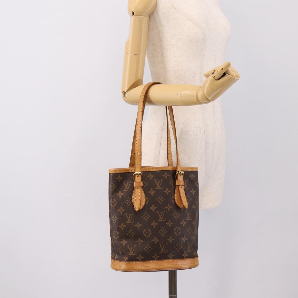 LOUIS VUITTON Monogram Bucket PM Shoulder Bag M42238 LV Auth ka6150