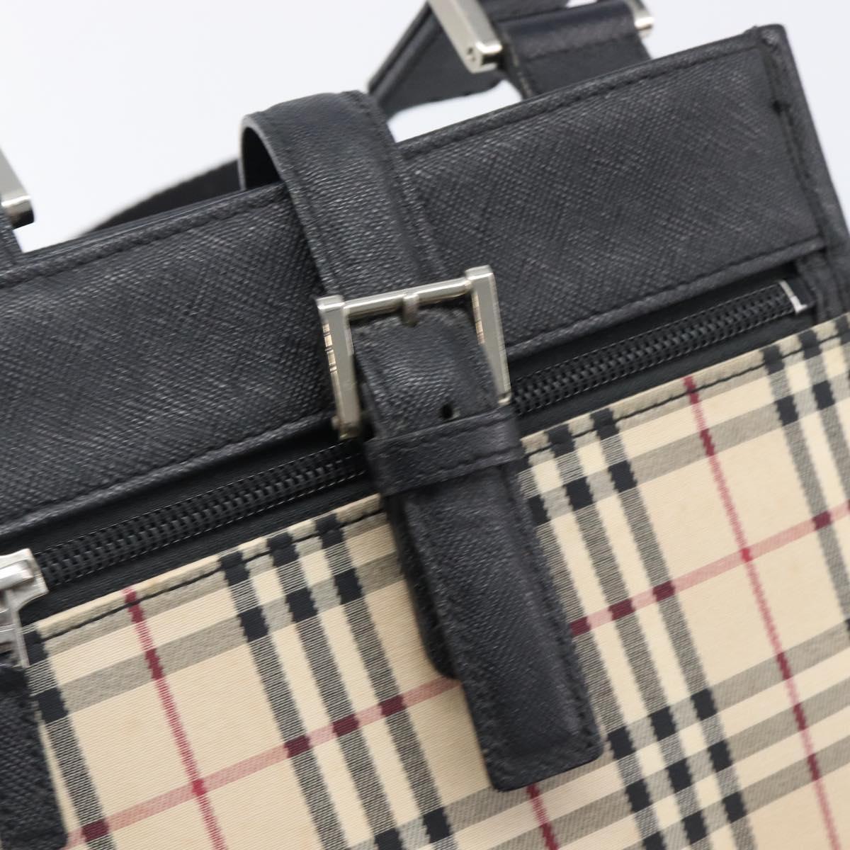 BURBERRY Nova Check Shoulder Bag Canvas Beige Silver Auth ka6151