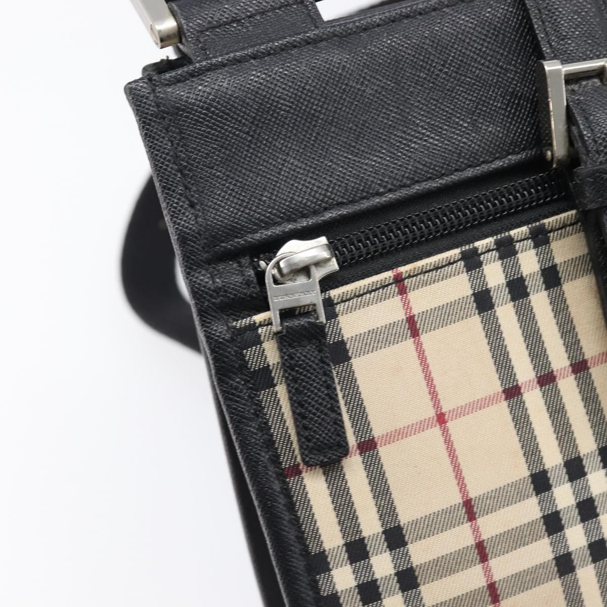 BURBERRY Nova Check Shoulder Bag Canvas Beige Silver Auth ka6151