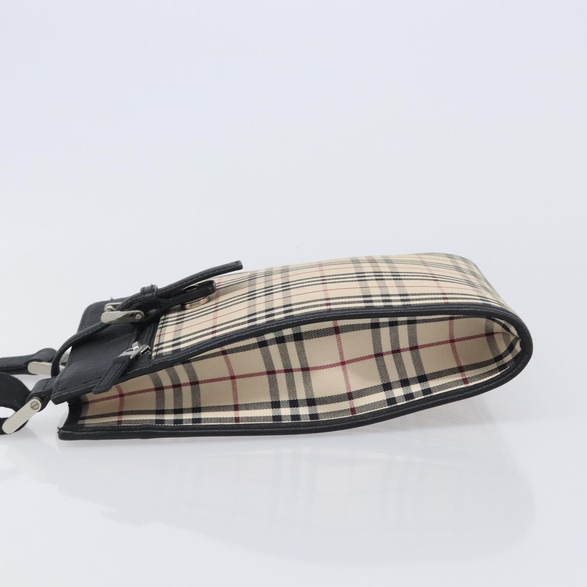 BURBERRY Nova Check Shoulder Bag Canvas Beige Silver Auth ka6151