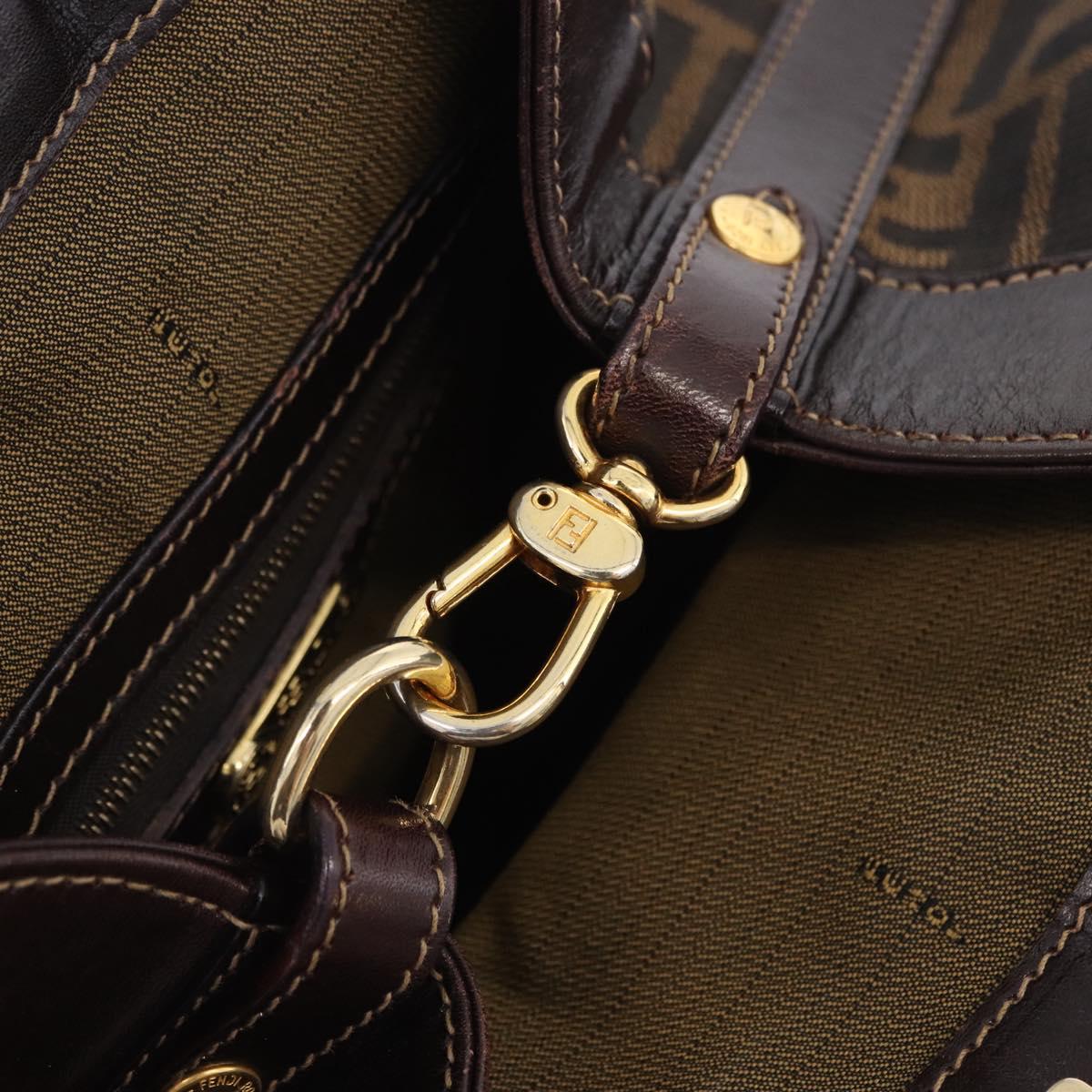 FENDI Zucca Canvas Hand Bag Brown Gold Tone Auth ka6152