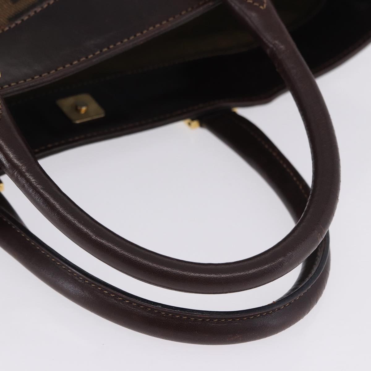 FENDI Zucca Canvas Hand Bag Brown Gold Tone Auth ka6152