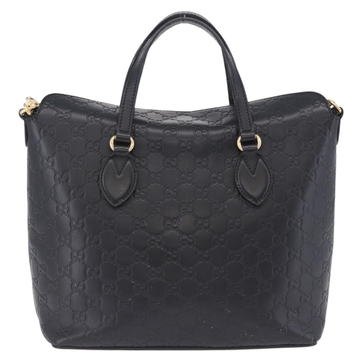 GUCCI GuccissimaGG Hand Bag Leather 2way Black Gold Tone 428226 Auth ka6153