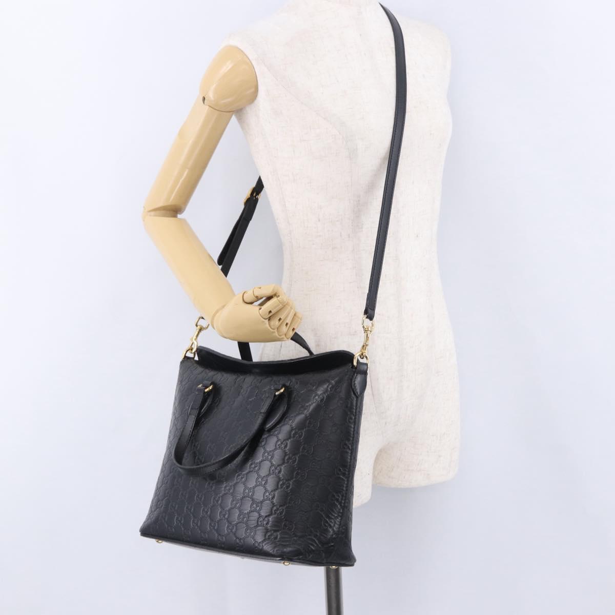 GUCCI GuccissimaGG Hand Bag Leather 2way Black Gold Tone 428226 Auth ka6153