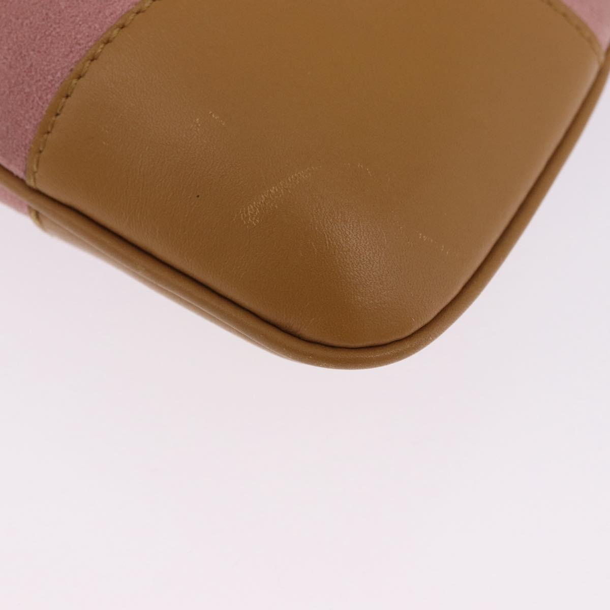 GUCCI Jackie Bamboo Hand Bag Suede Pink Gold Tone 001 4060 Auth ka6156