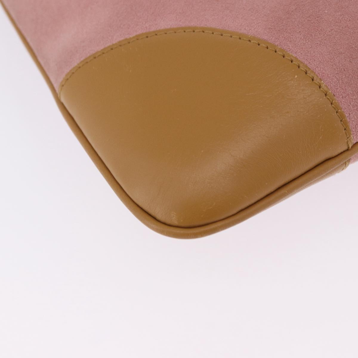 GUCCI Jackie Bamboo Hand Bag Suede Pink Gold Tone 001 4060 Auth ka6156