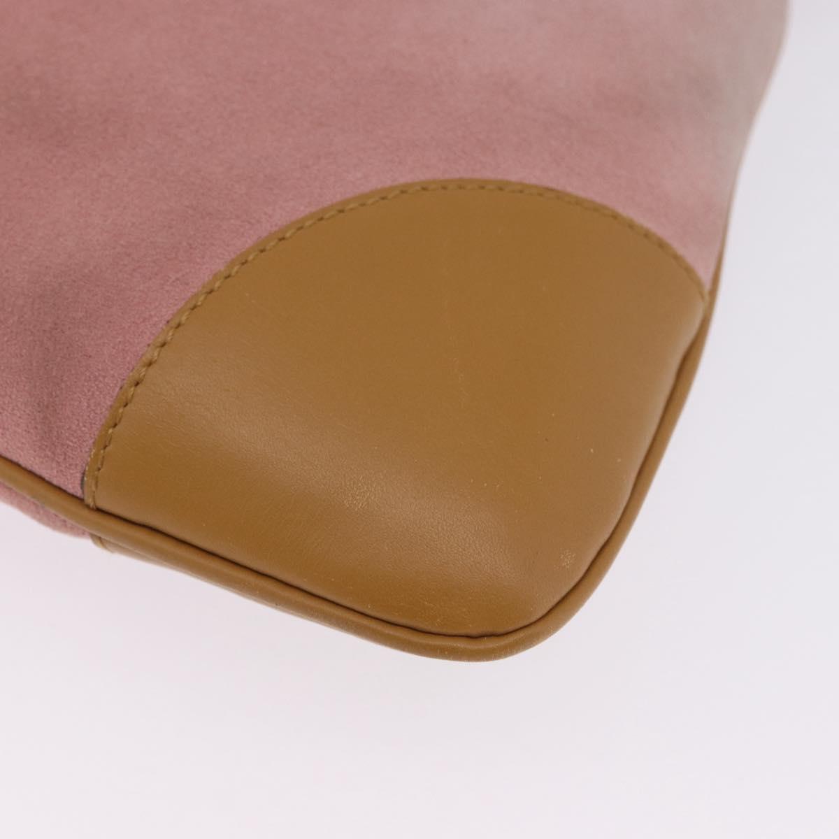 GUCCI Jackie Bamboo Hand Bag Suede Pink Gold Tone 001 4060 Auth ka6156
