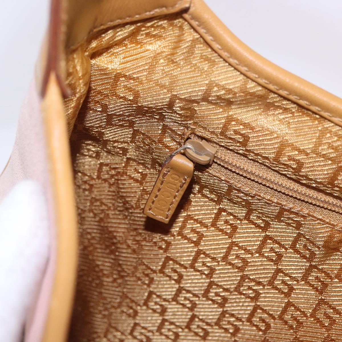 GUCCI Jackie Bamboo Hand Bag Suede Pink Gold Tone 001 4060 Auth ka6156