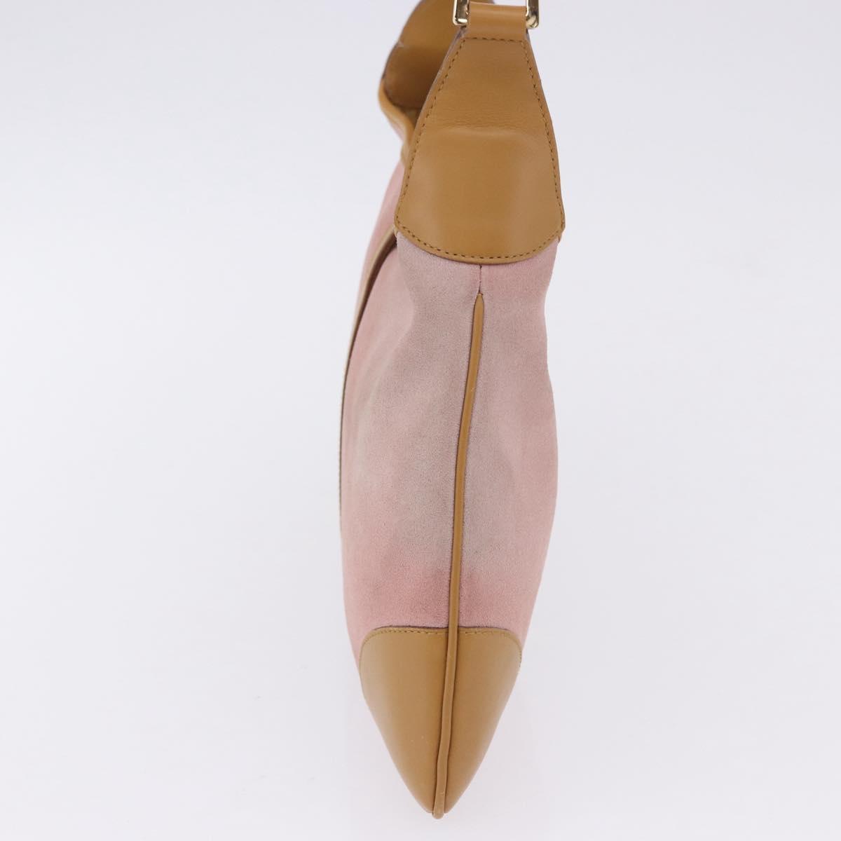 GUCCI Jackie Bamboo Hand Bag Suede Pink Gold Tone 001 4060 Auth ka6156