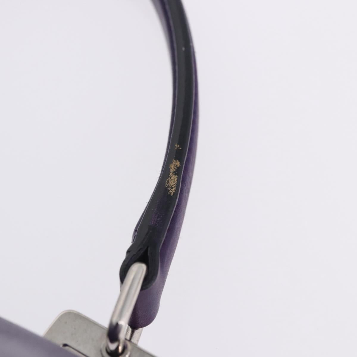 PRADA Hand Bag Leather Purple Silver Auth ka6163