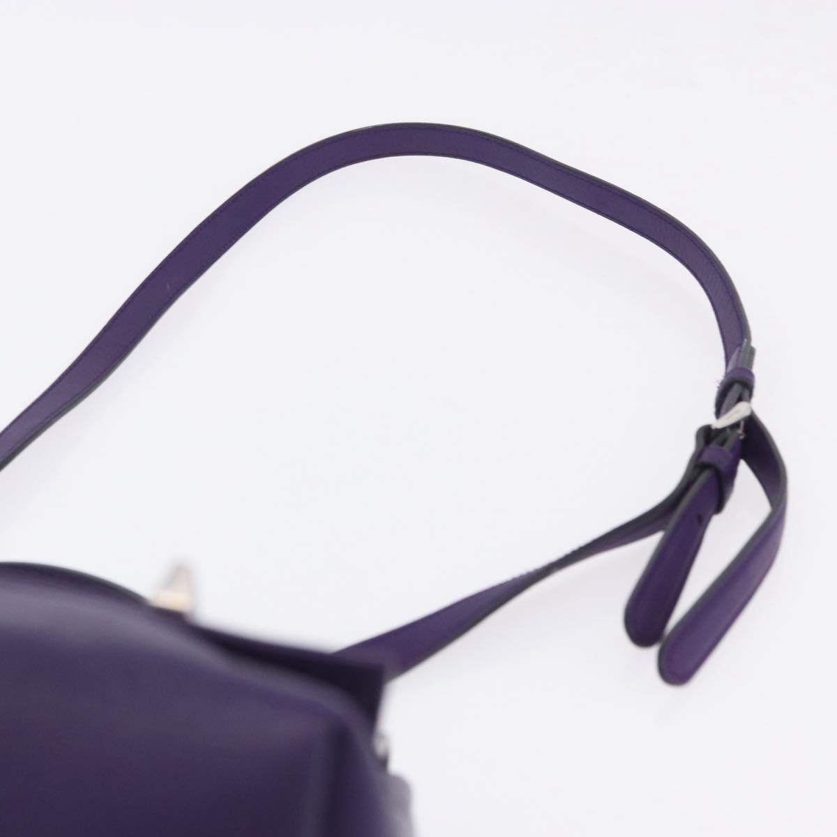 PRADA Hand Bag Leather Purple Silver Auth ka6163
