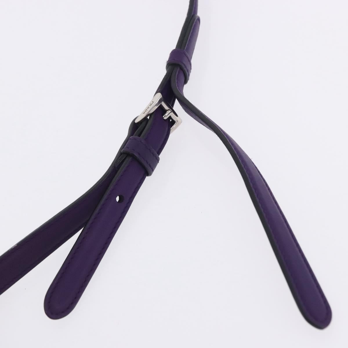 PRADA Hand Bag Leather Purple Silver Auth ka6163