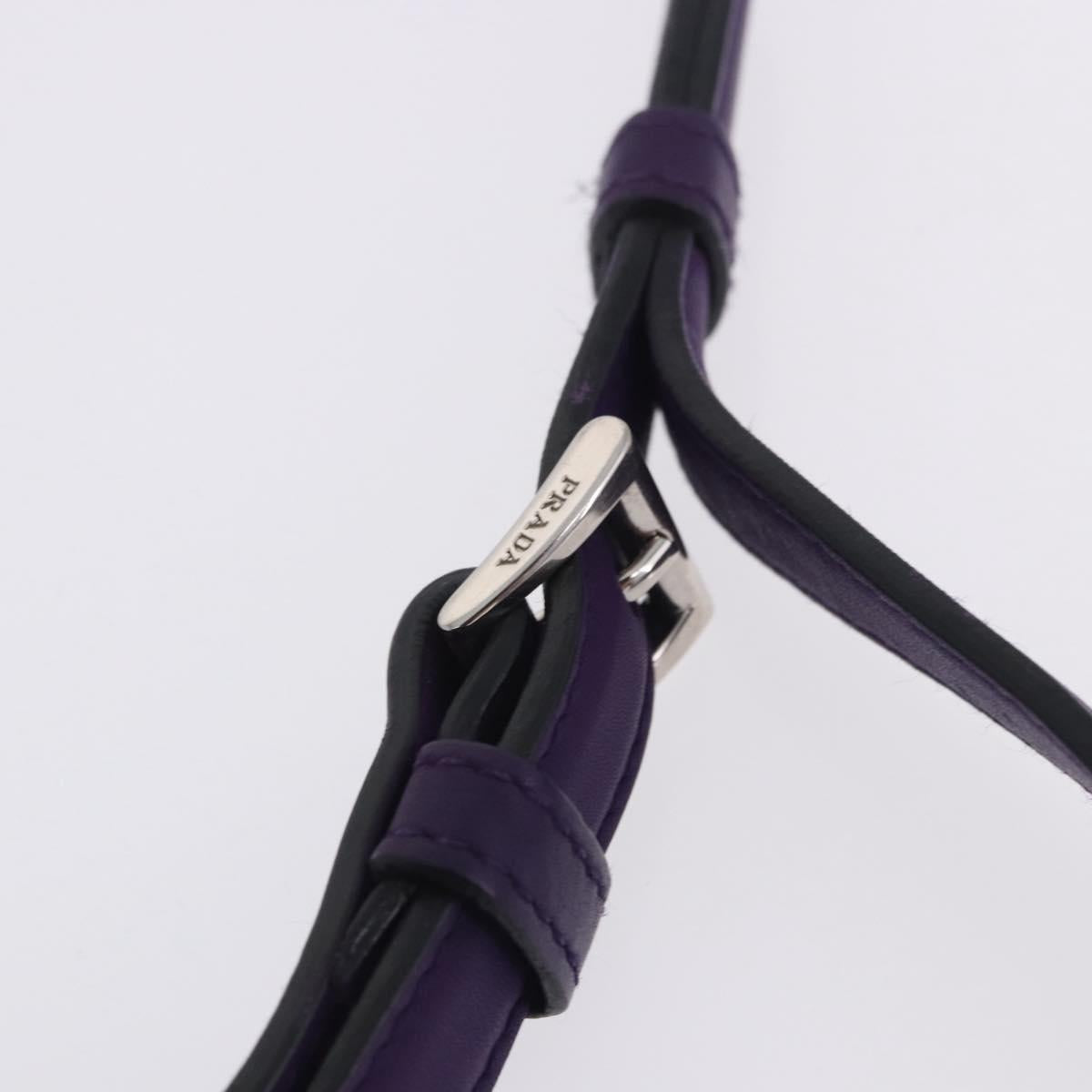 PRADA Hand Bag Leather Purple Silver Auth ka6163
