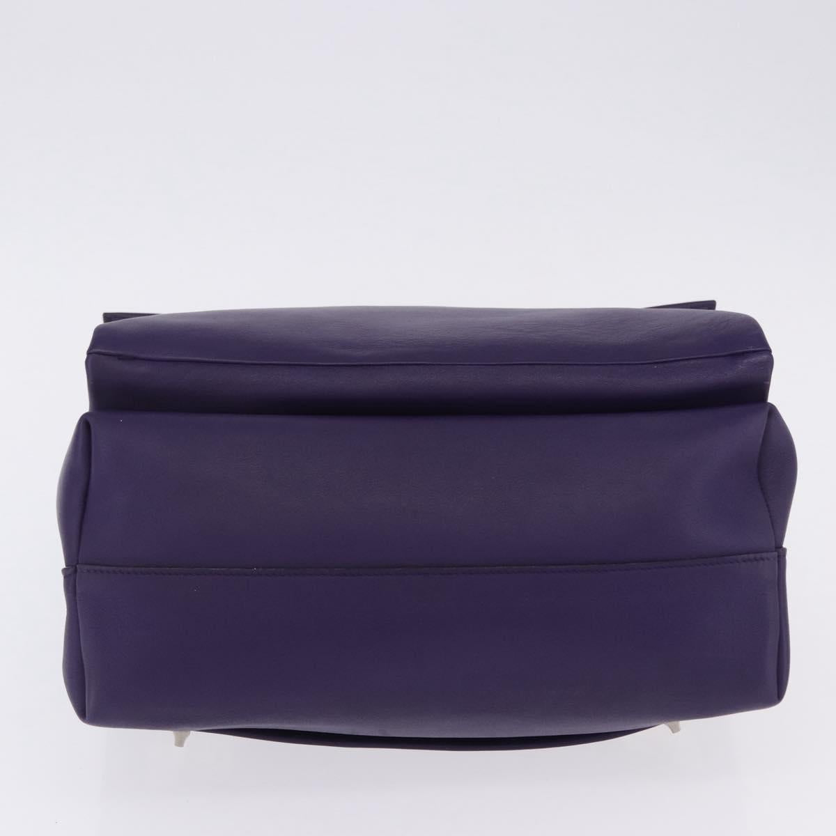 PRADA Hand Bag Leather Purple Silver Auth ka6163