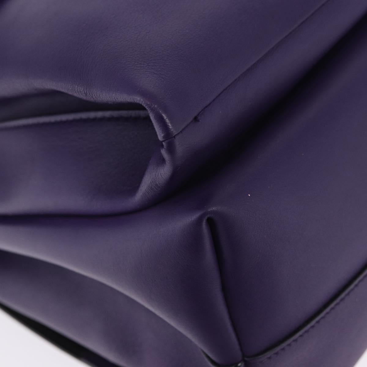 PRADA Hand Bag Leather Purple Silver Auth ka6163