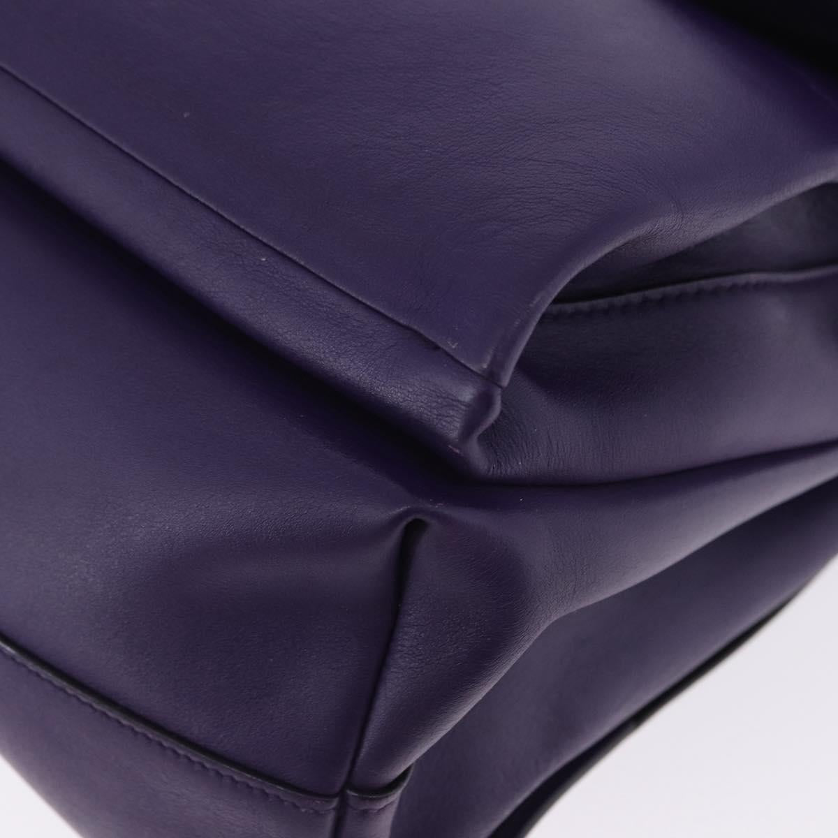 PRADA Hand Bag Leather Purple Silver Auth ka6163