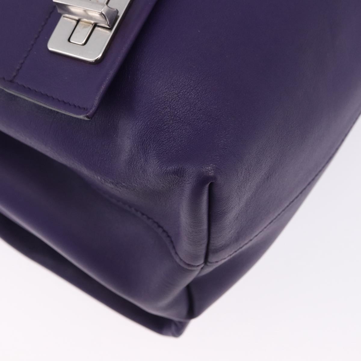 PRADA Hand Bag Leather Purple Silver Auth ka6163