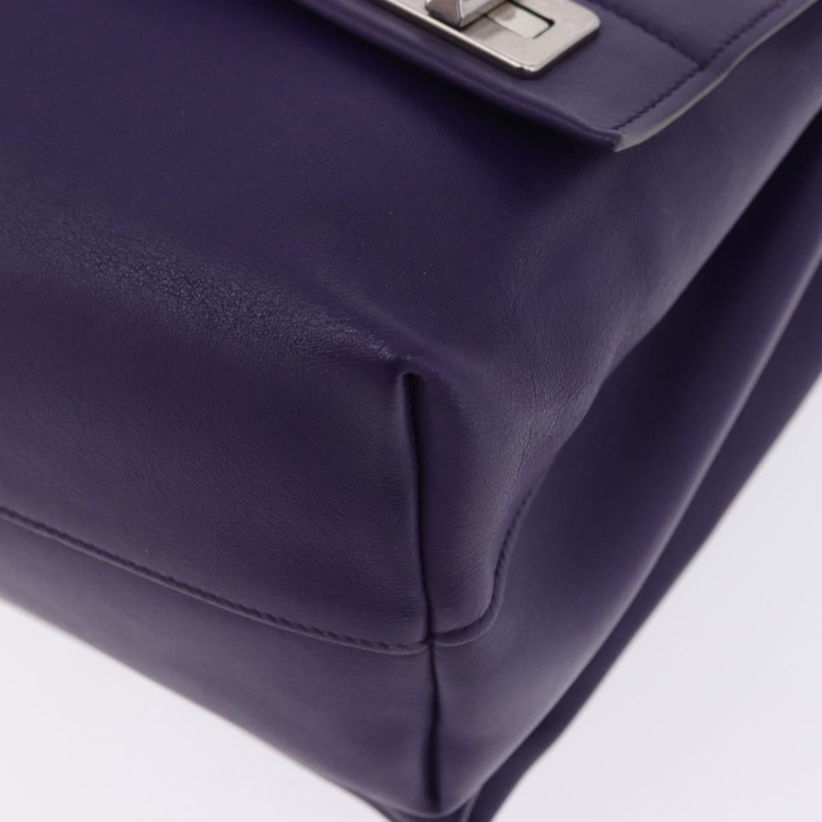 PRADA Hand Bag Leather Purple Silver Auth ka6163
