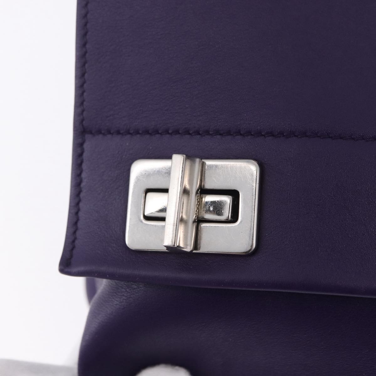 PRADA Hand Bag Leather Purple Silver Auth ka6163
