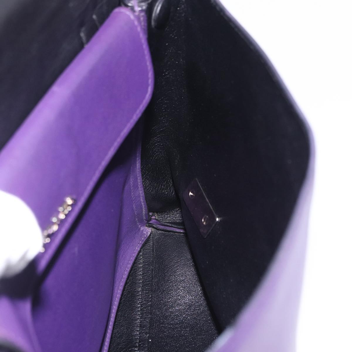 PRADA Hand Bag Leather Purple Silver Auth ka6163
