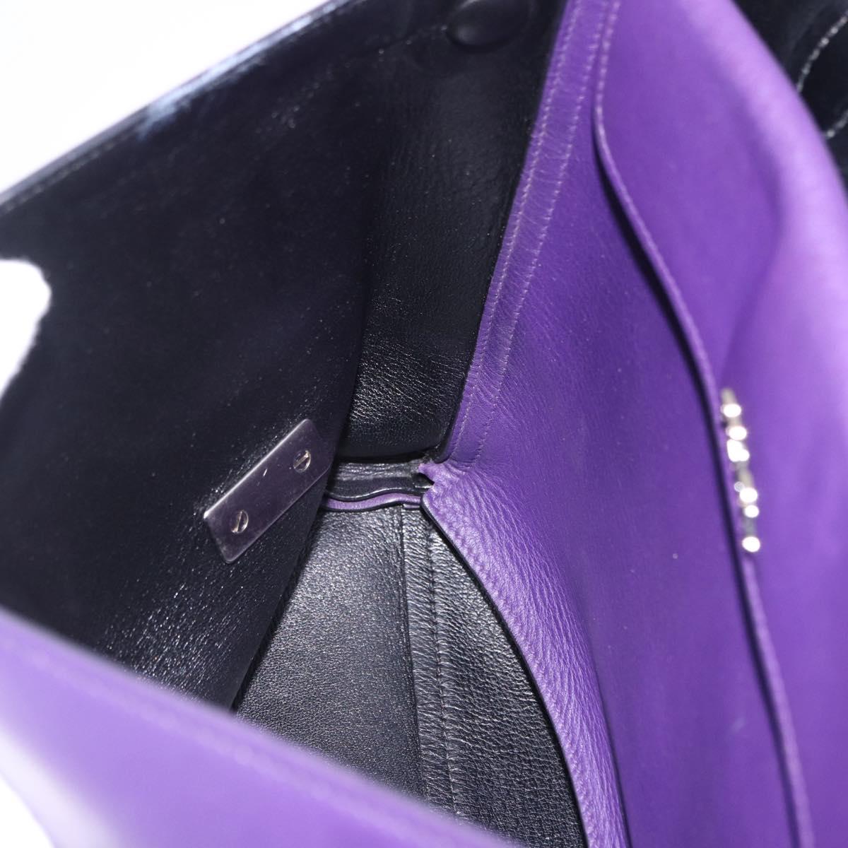 PRADA Hand Bag Leather Purple Silver Auth ka6163