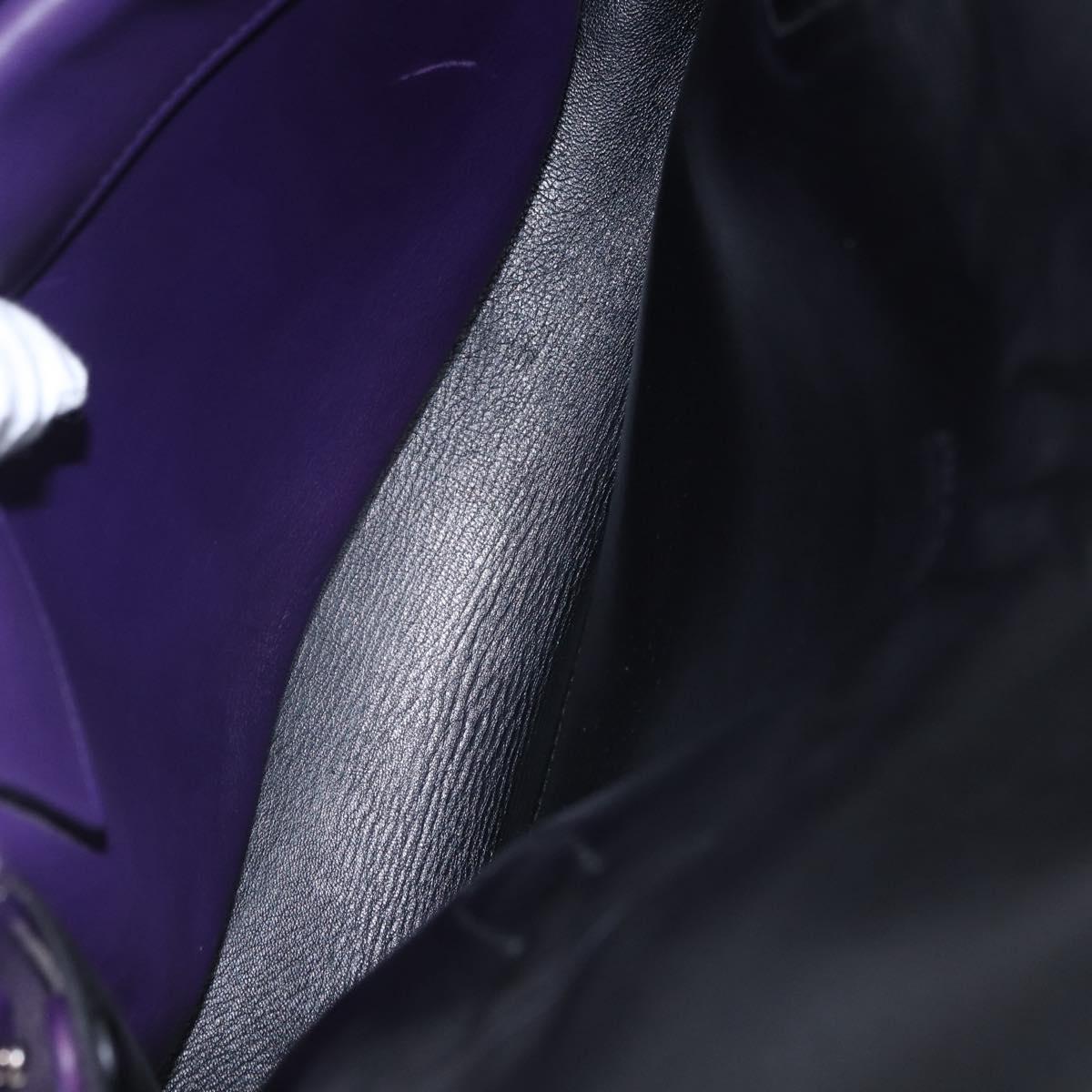 PRADA Hand Bag Leather Purple Silver Auth ka6163