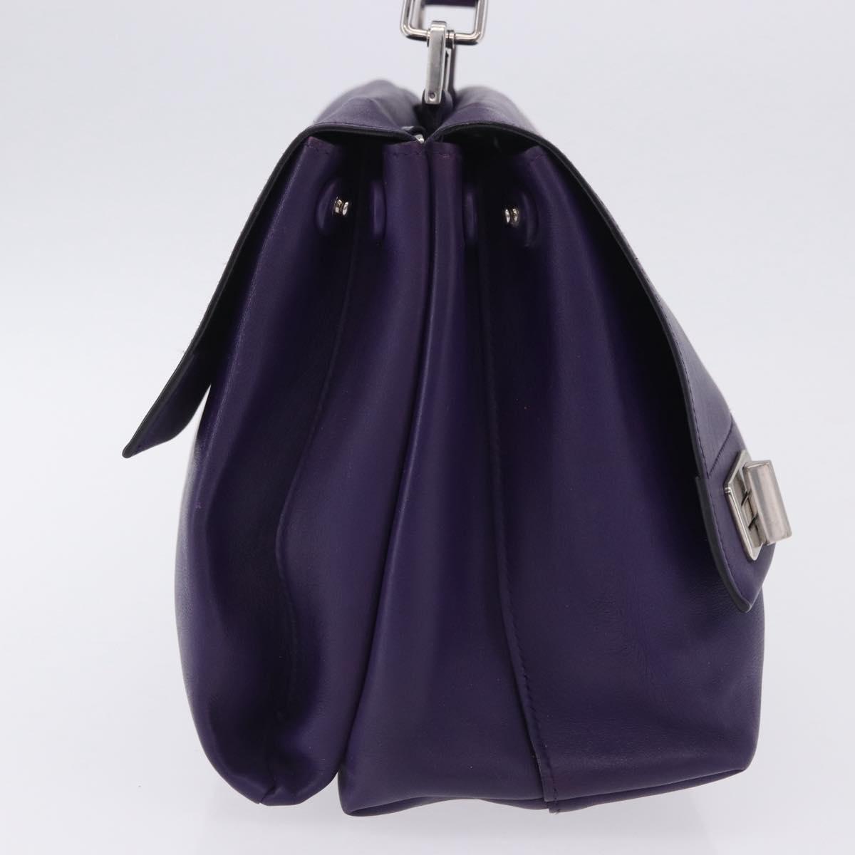 PRADA Hand Bag Leather Purple Silver Auth ka6163