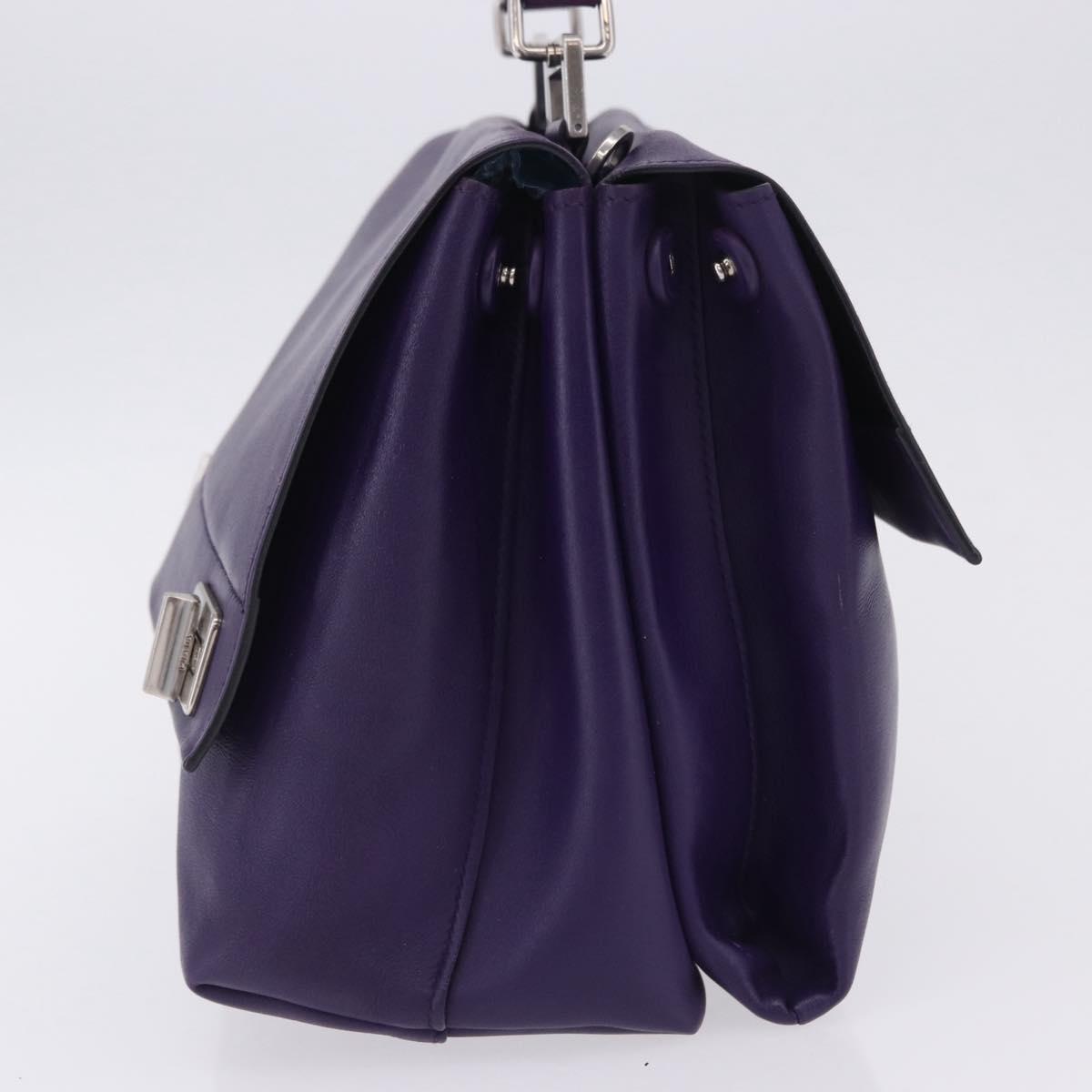 PRADA Hand Bag Leather Purple Silver Auth ka6163
