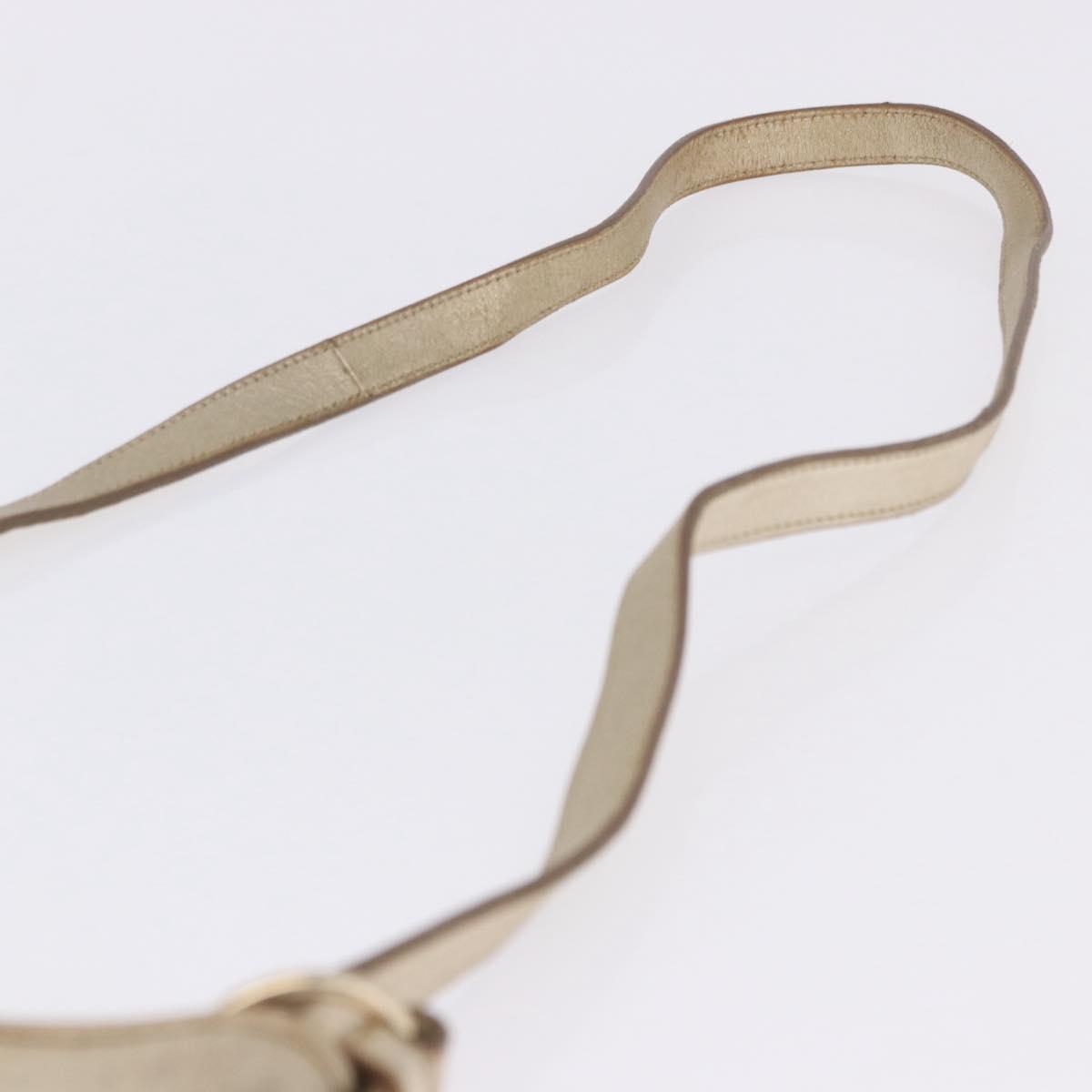 SAINT LAURENT Shoulder Bag Canvas Beige Gold Tone Auth ka6165
