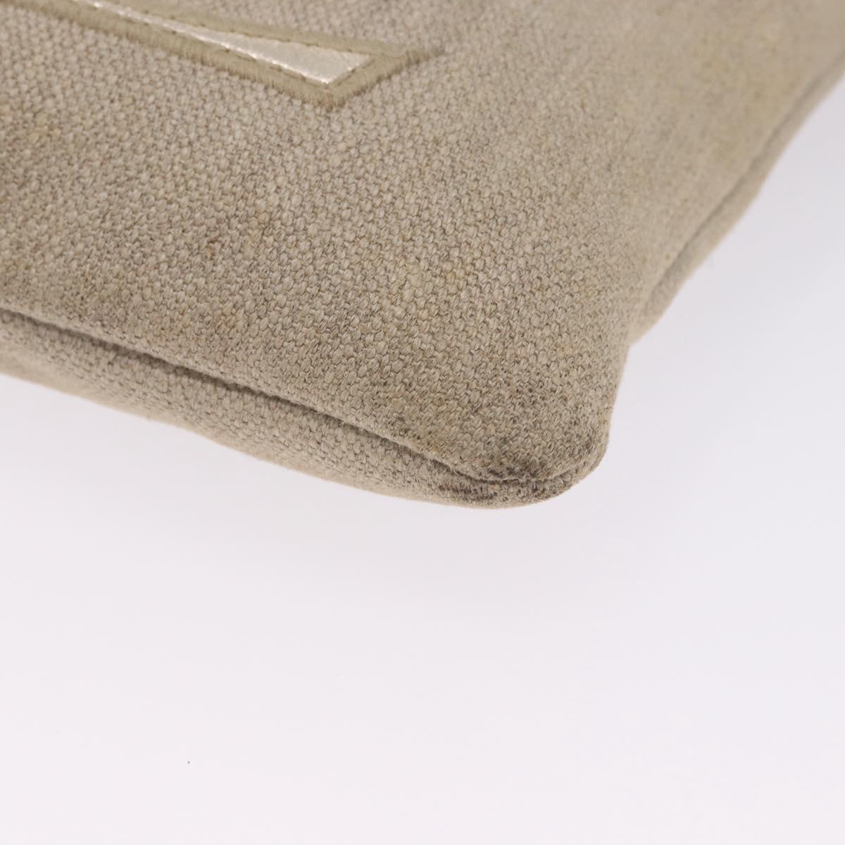 SAINT LAURENT Shoulder Bag Canvas Beige Gold Tone Auth ka6165
