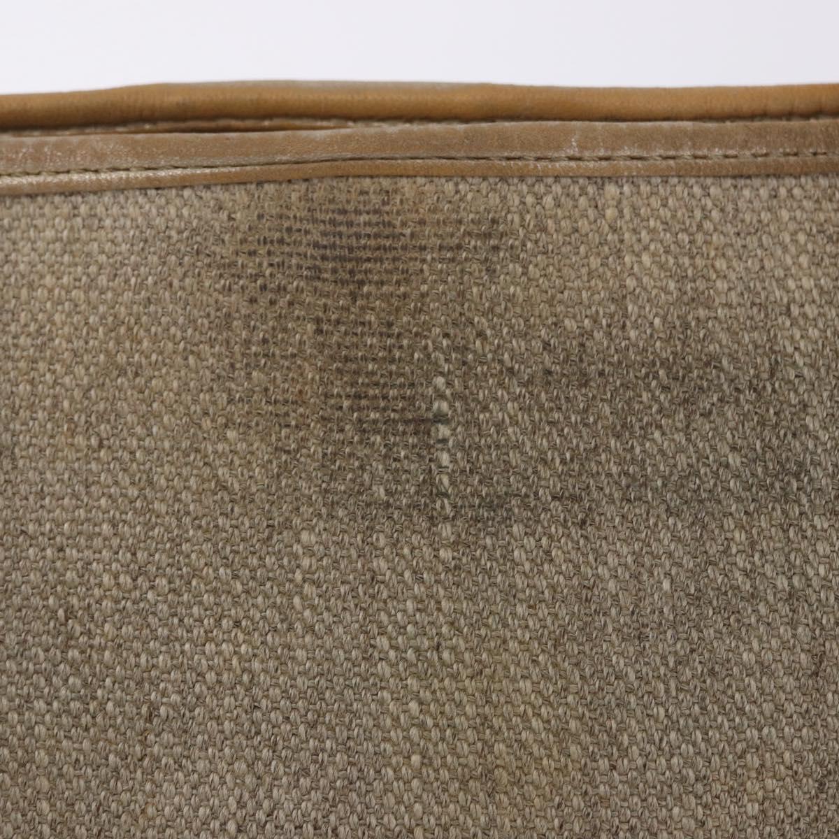 SAINT LAURENT Shoulder Bag Canvas Beige Gold Tone Auth ka6165